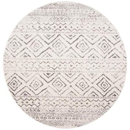Flowers First 8 x 8 ft. Tulum Contemporary Round Power Loomed Rug; Ivory & Grey FL1868101